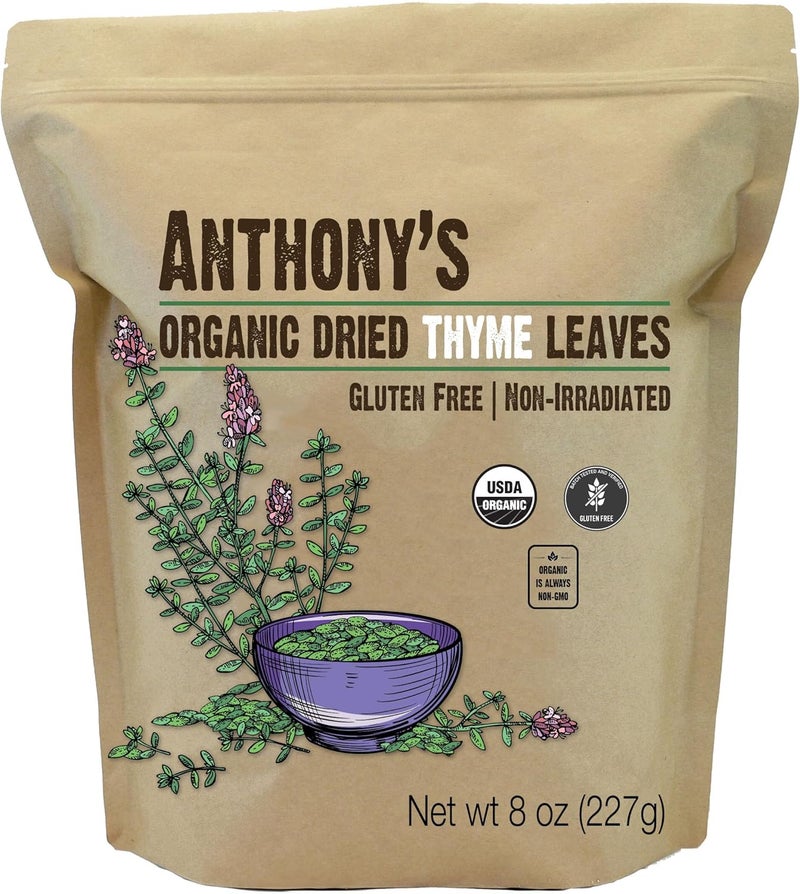 Anthony's أوراق الزعتر المجفف العضوي من أنتوني، 8 أونصات - خالي من الغلوتين، غير مشع، غير معدّل وراثيًا - Image 1